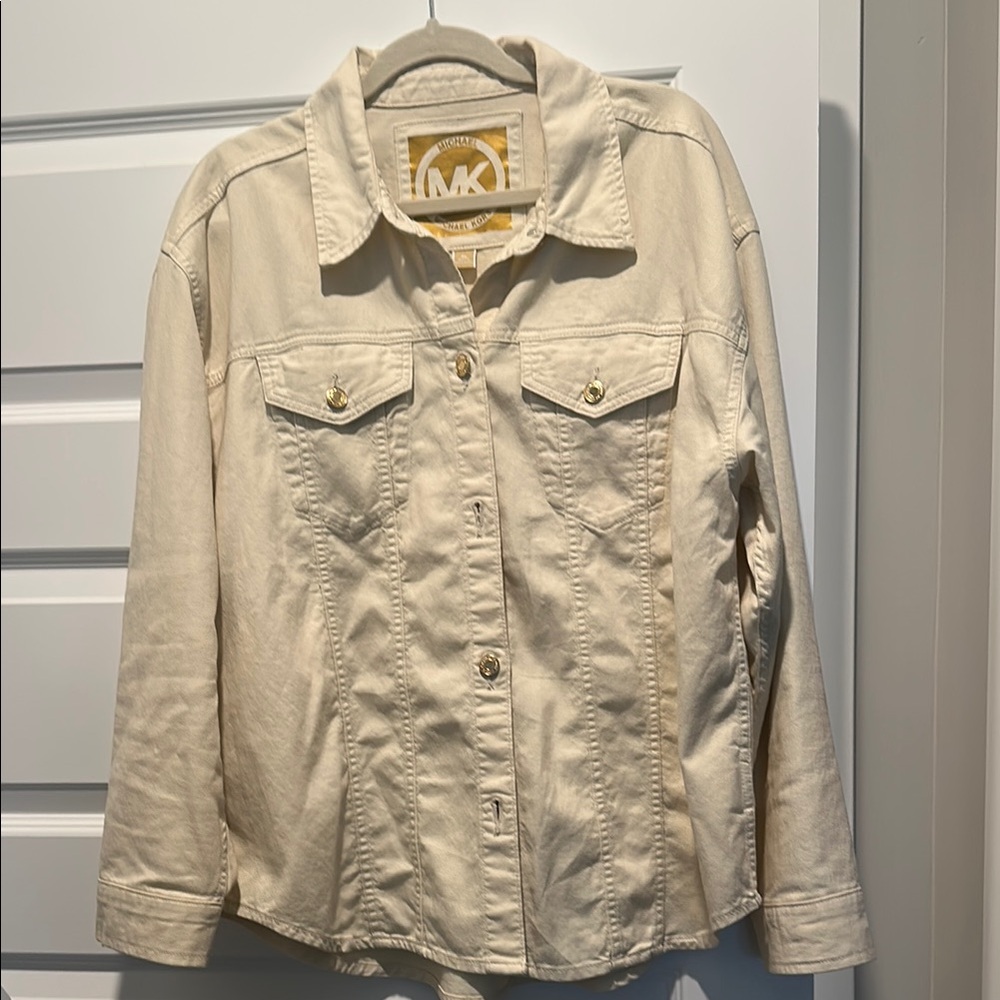 Michael Kors Cream Jean Jacket with Relaxed Fit